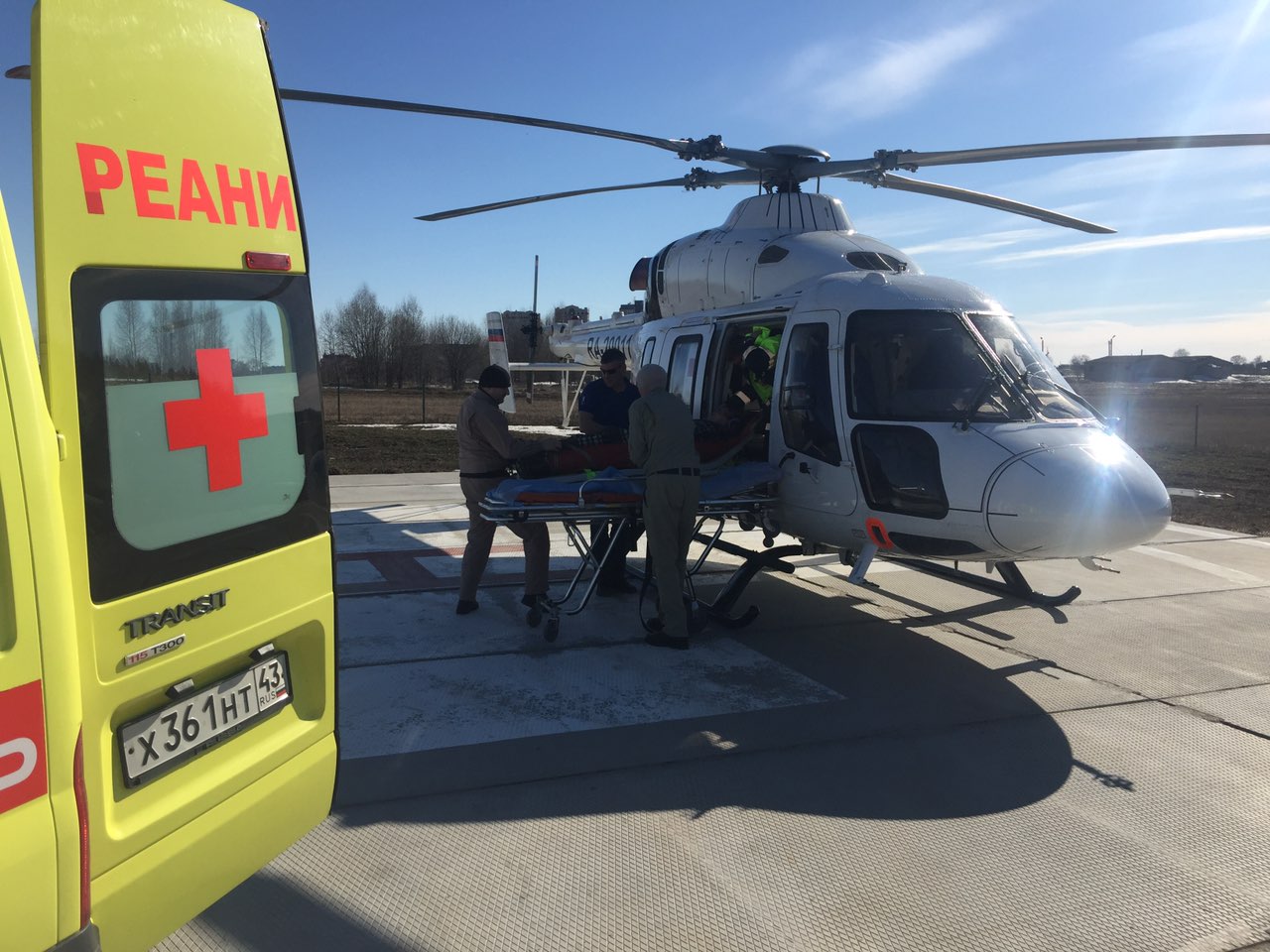 Проведена авиамедицинская эвакуация пациента с ожогами из Даровской центральной больницы